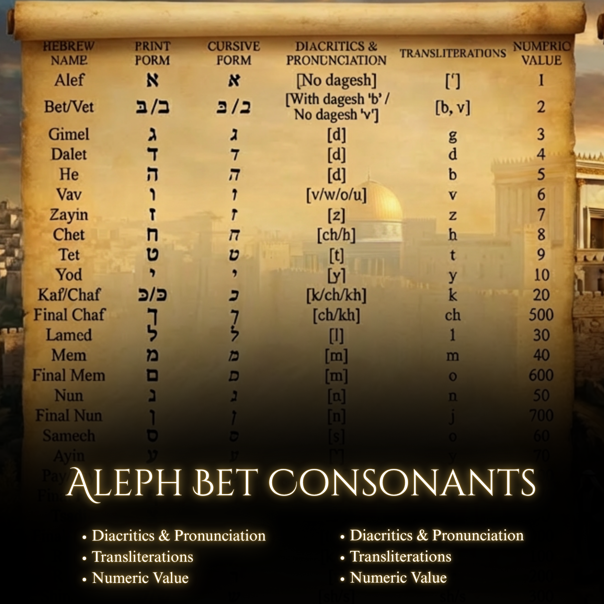 Hebrew Alphabet Desk Mat