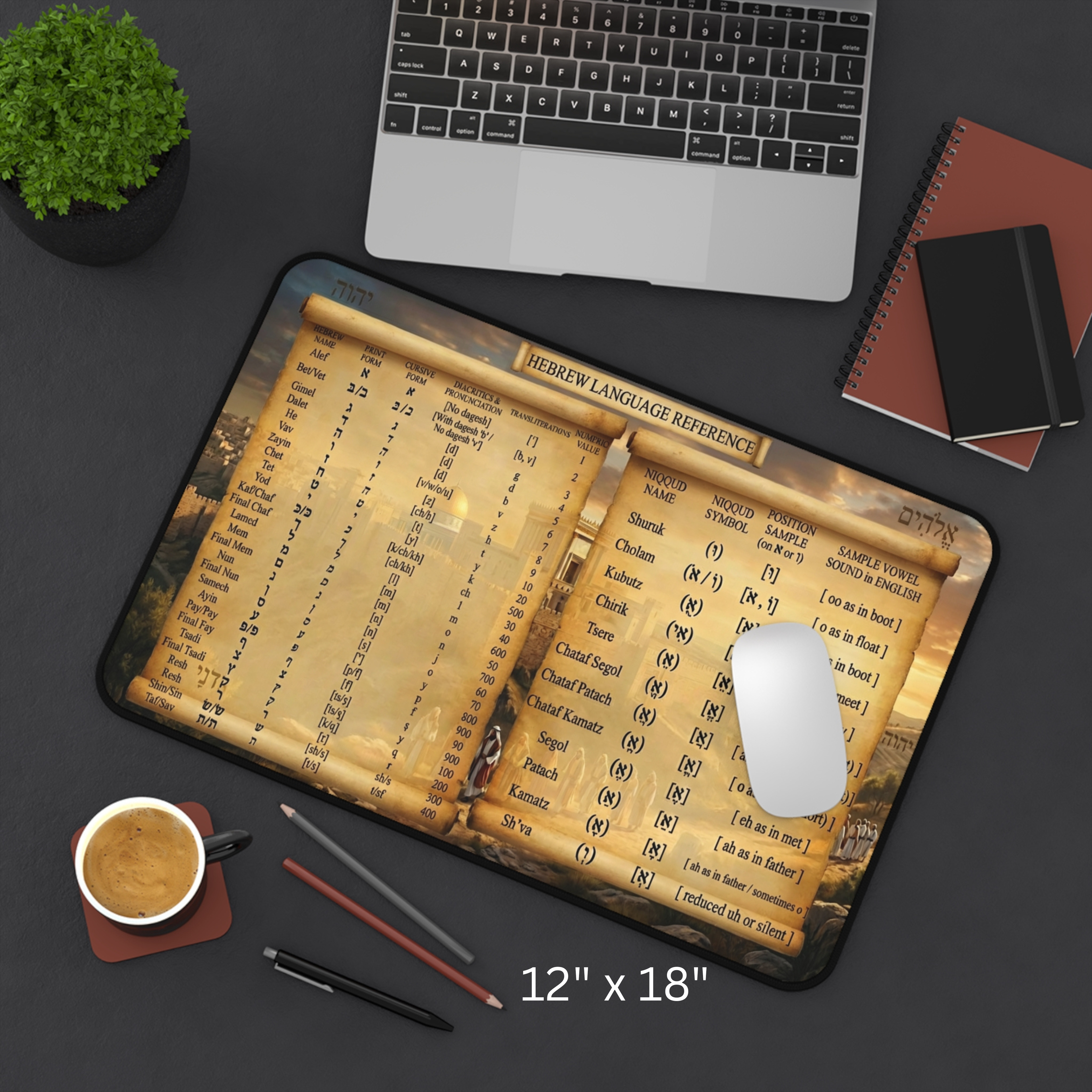 Hebrew Alphabet Desk Mat