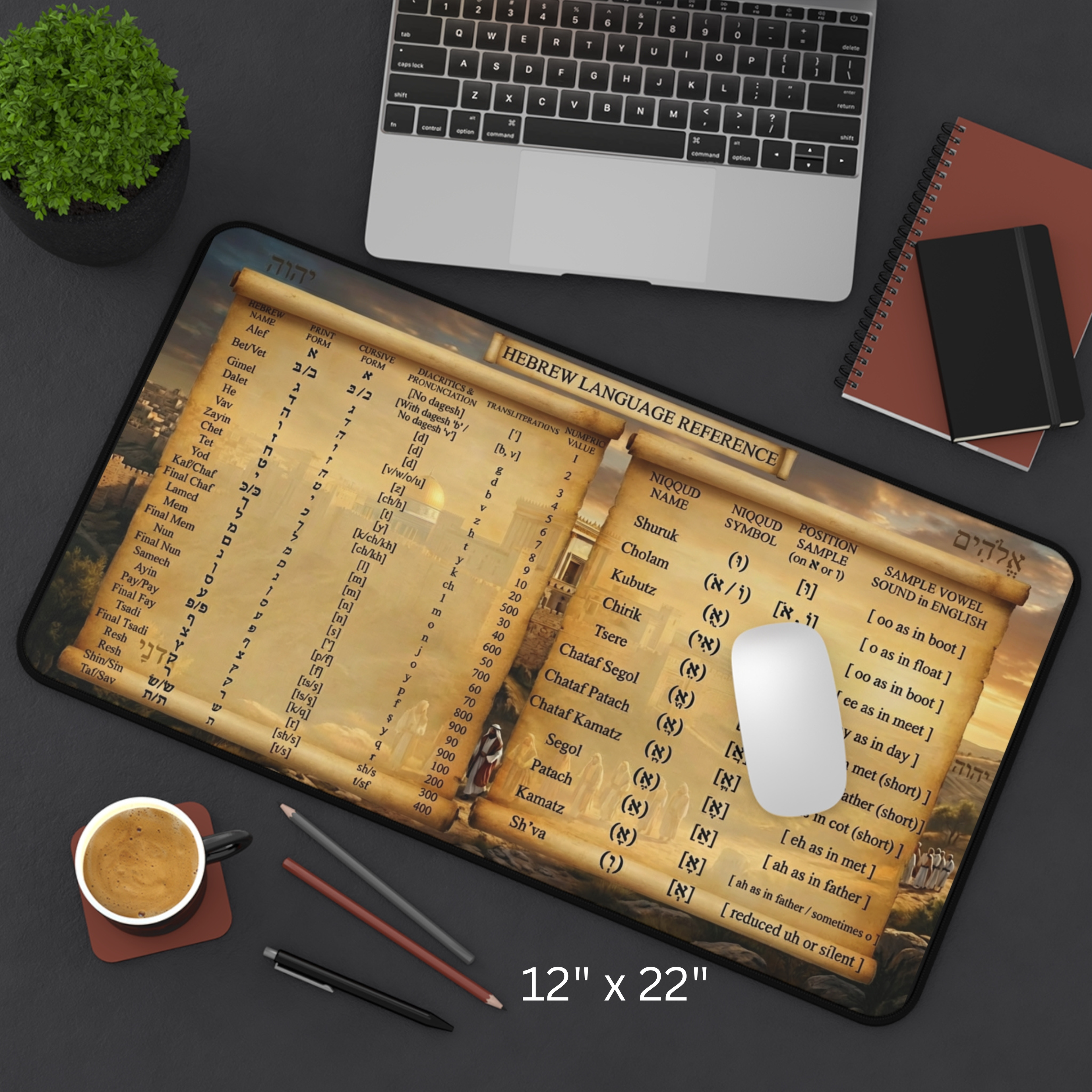 Hebrew Alphabet Desk Mat