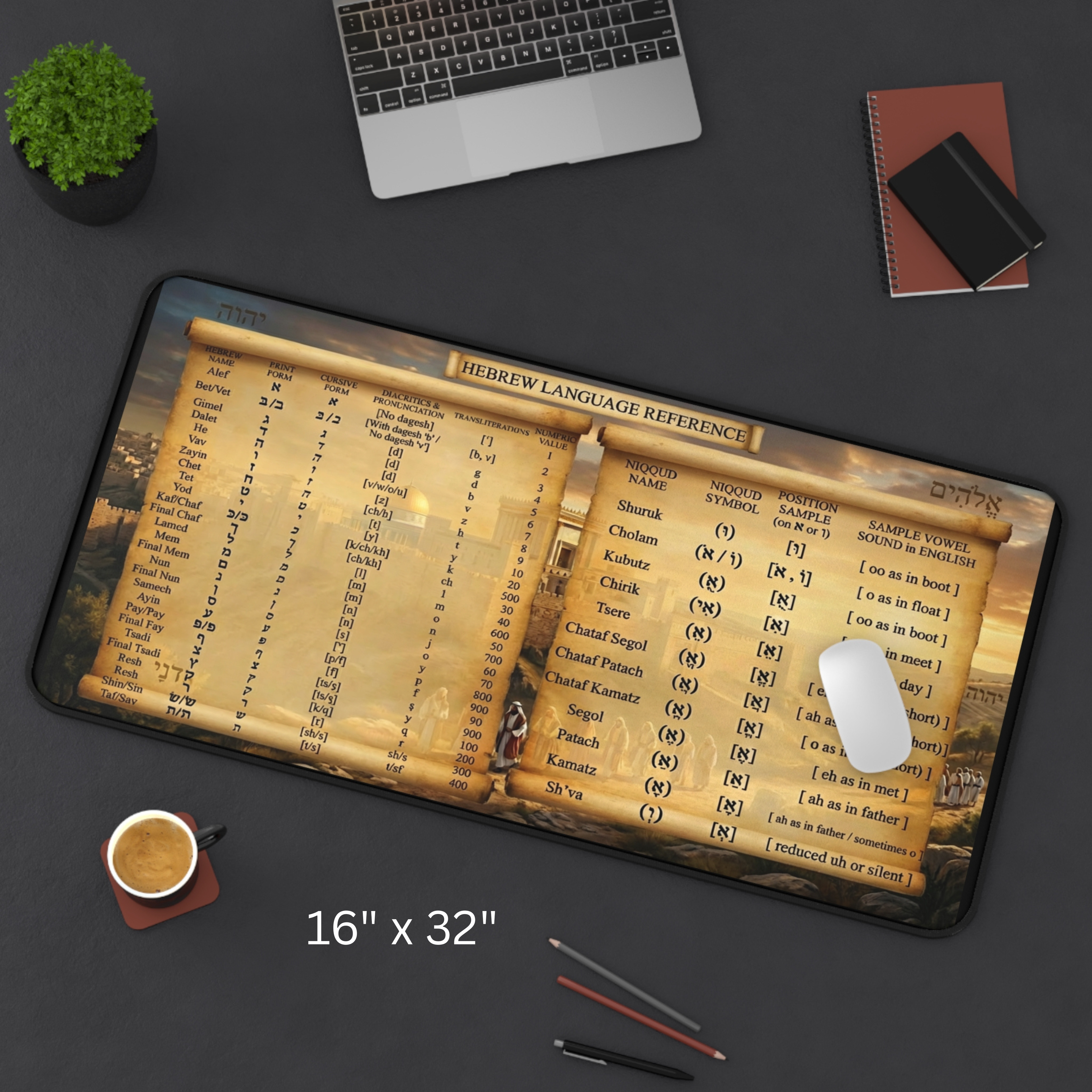 Hebrew Alphabet Desk Mat