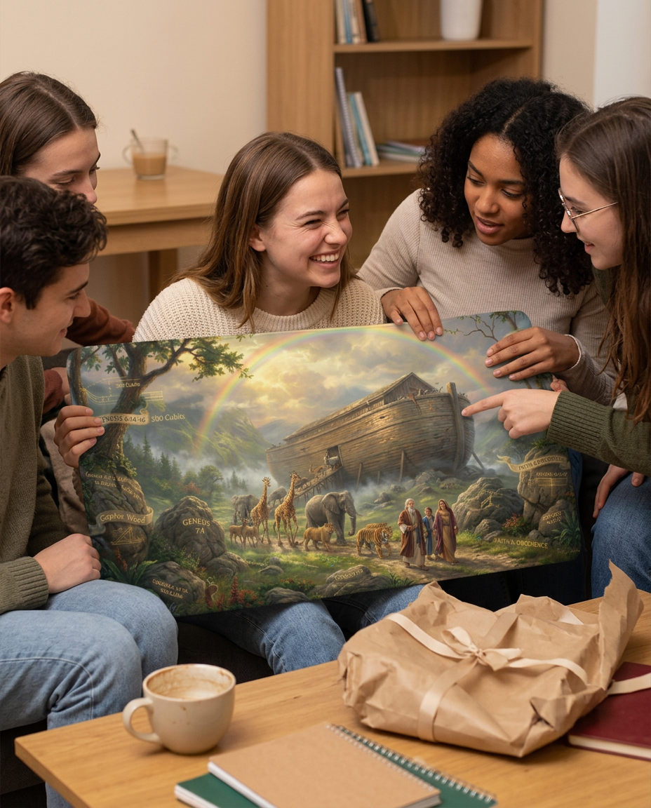 Noah's Ark Under the Rainbow Desk Mat