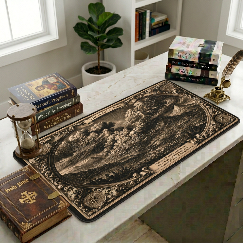 Valley of Dry Bones Antique Engraving Desk Mat