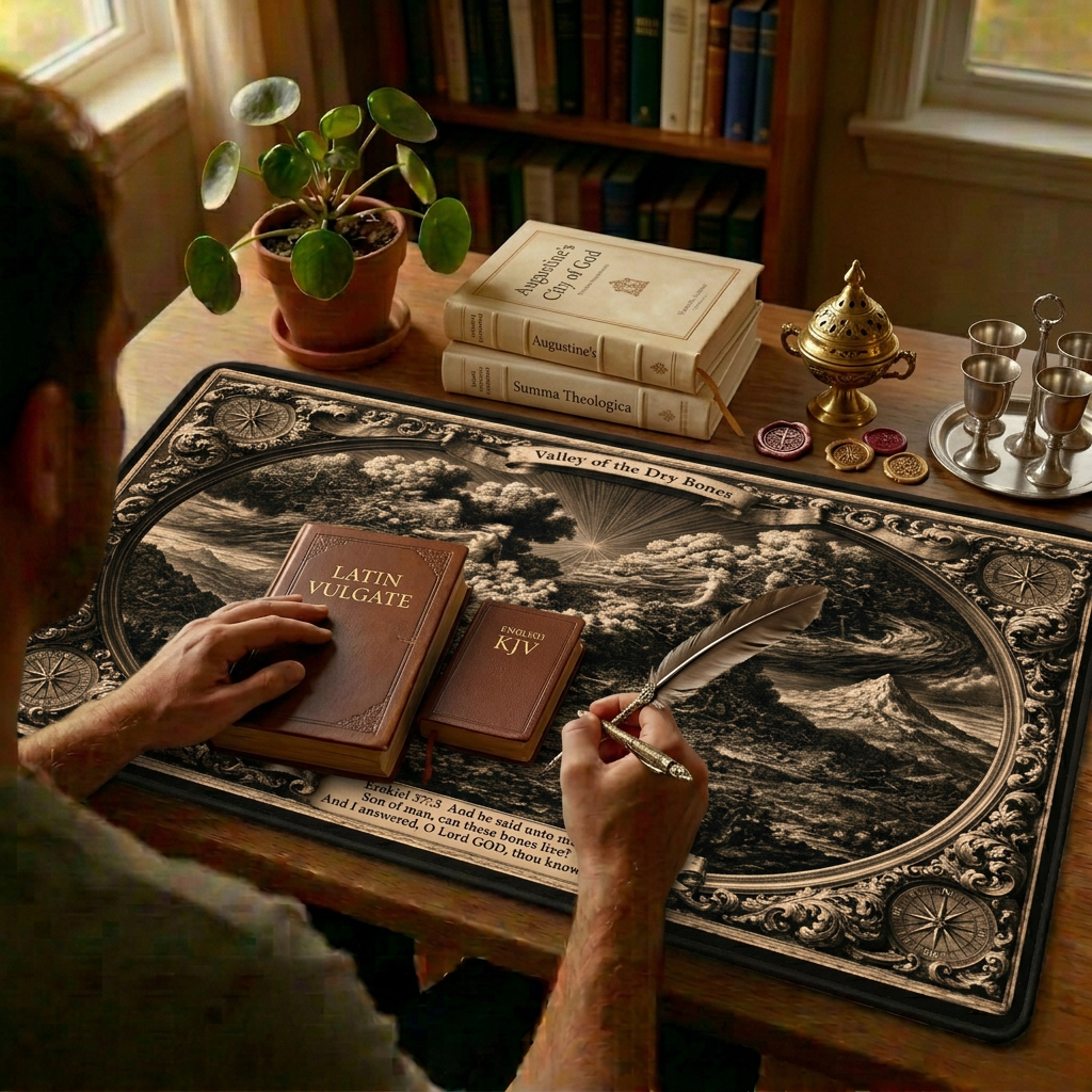 Valley of Dry Bones Antique Engraving Desk Mat