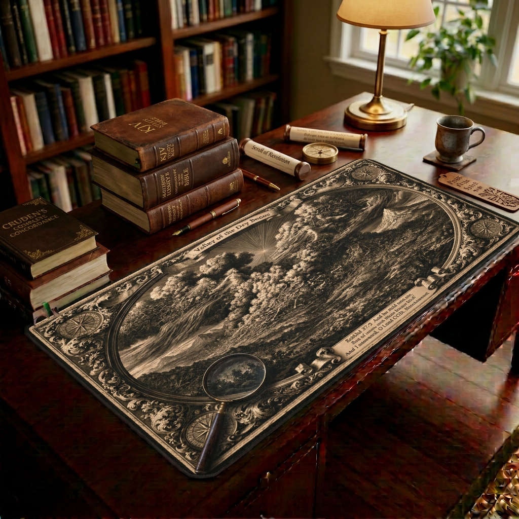 Valley of Dry Bones Antique Engraving Desk Mat