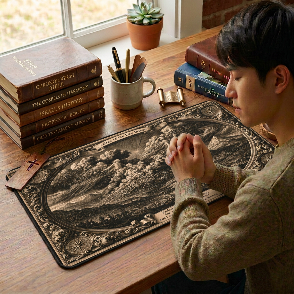 Valley of Dry Bones Antique Engraving Desk Mat