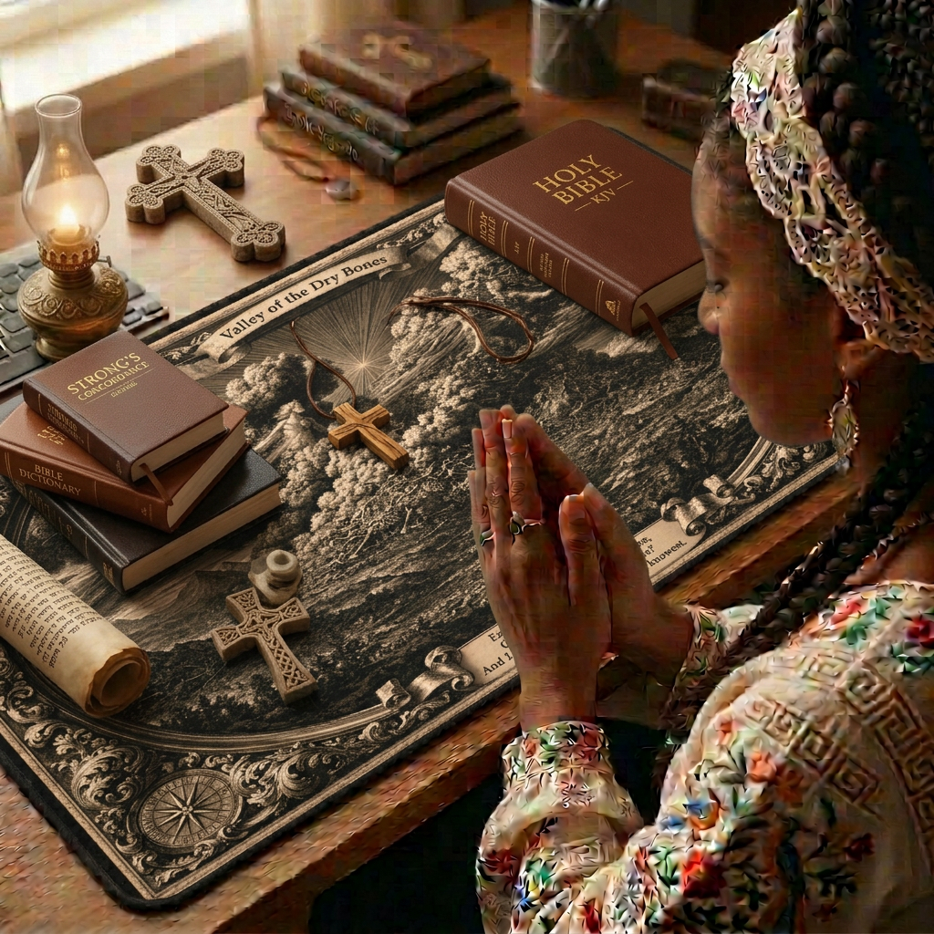 Valley of Dry Bones Antique Engraving Desk Mat