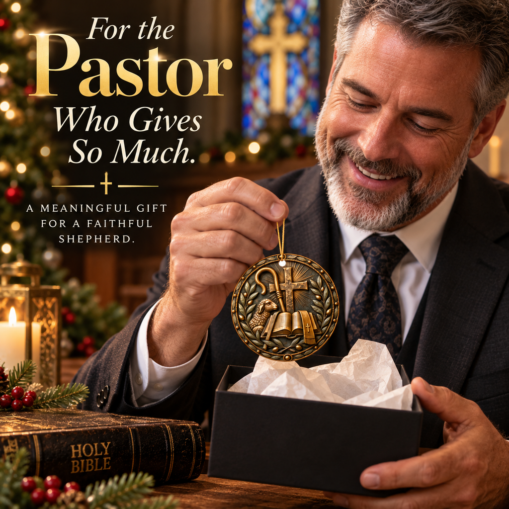 Personalized Pastor Appreciation Ornament, Pastor Gift, Bronze Relief Christian Keepsake