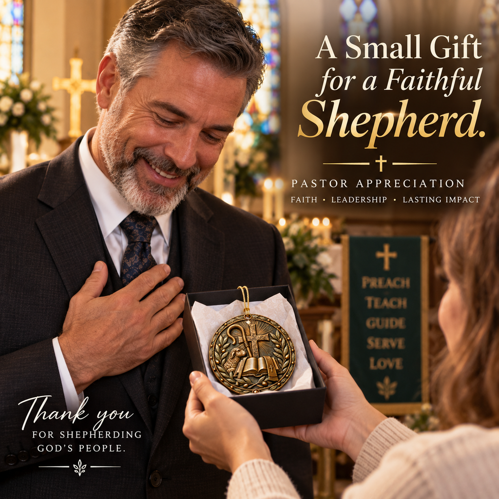 Personalized Pastor Appreciation Ornament, Pastor Gift, Bronze Relief Christian Keepsake