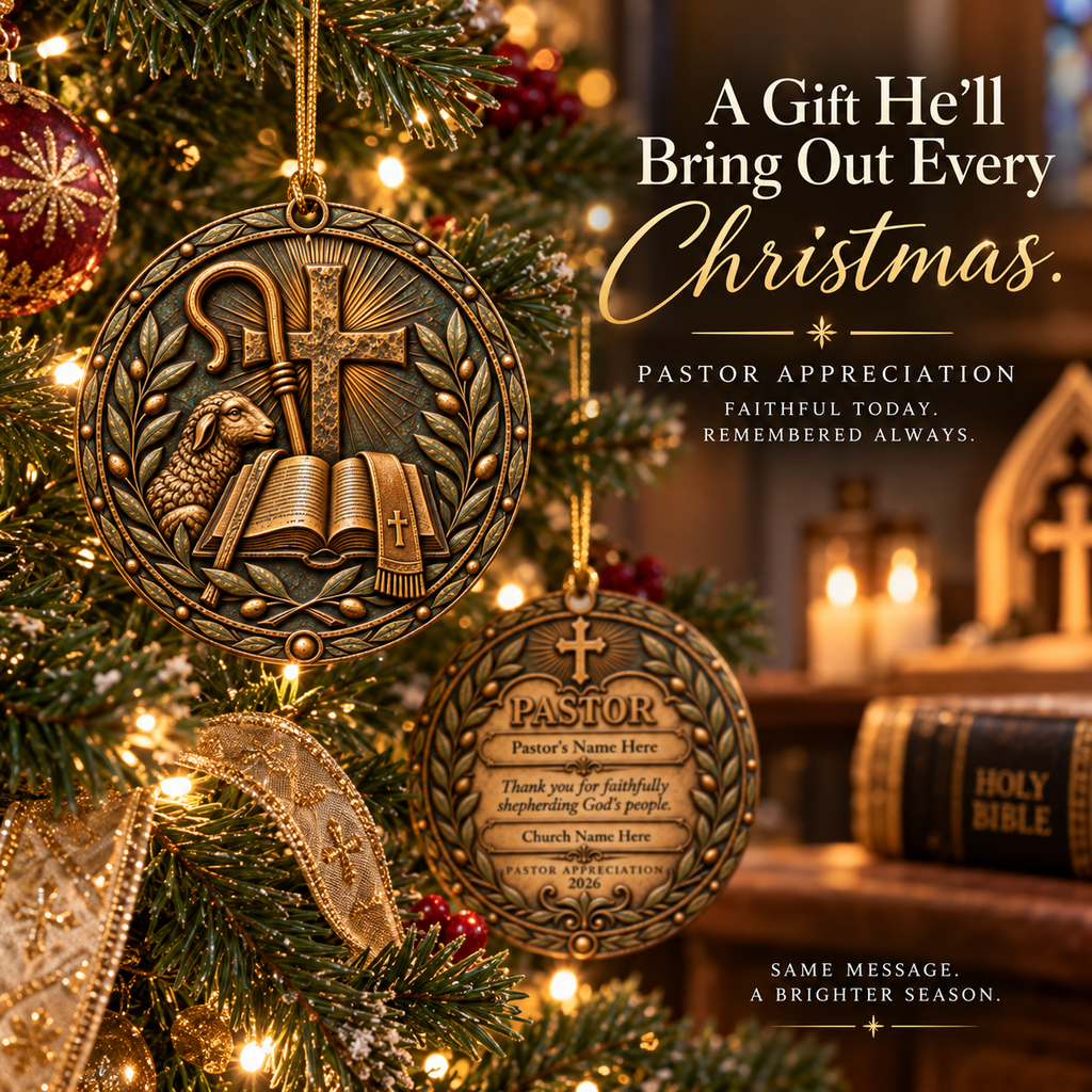 Personalized Pastor Appreciation Ornament, Pastor Gift, Bronze Relief Christian Keepsake