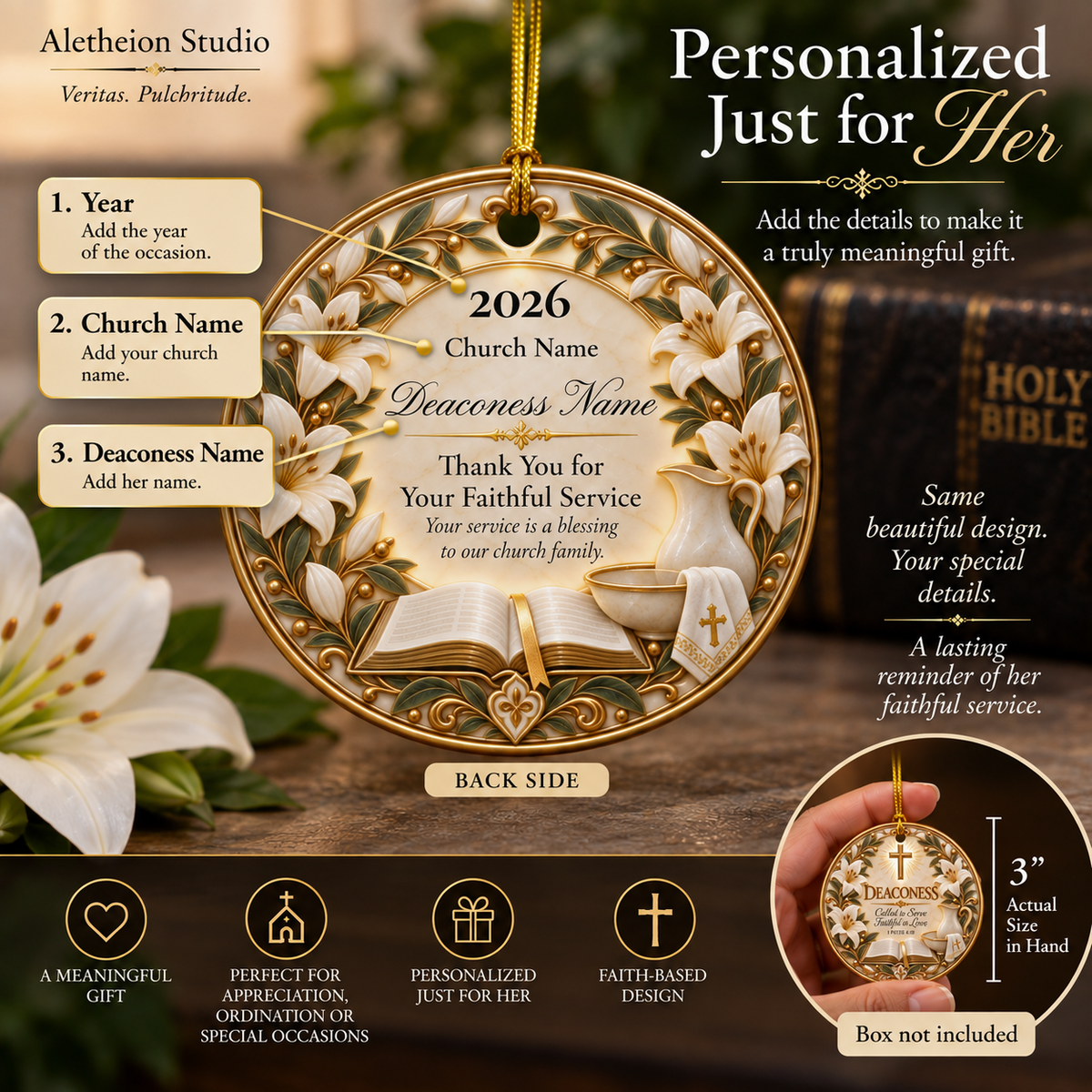Personalized Deaconess Appreciation Ornament, Deaconess Gift, Church Thank You Gift, Christian Keepsake