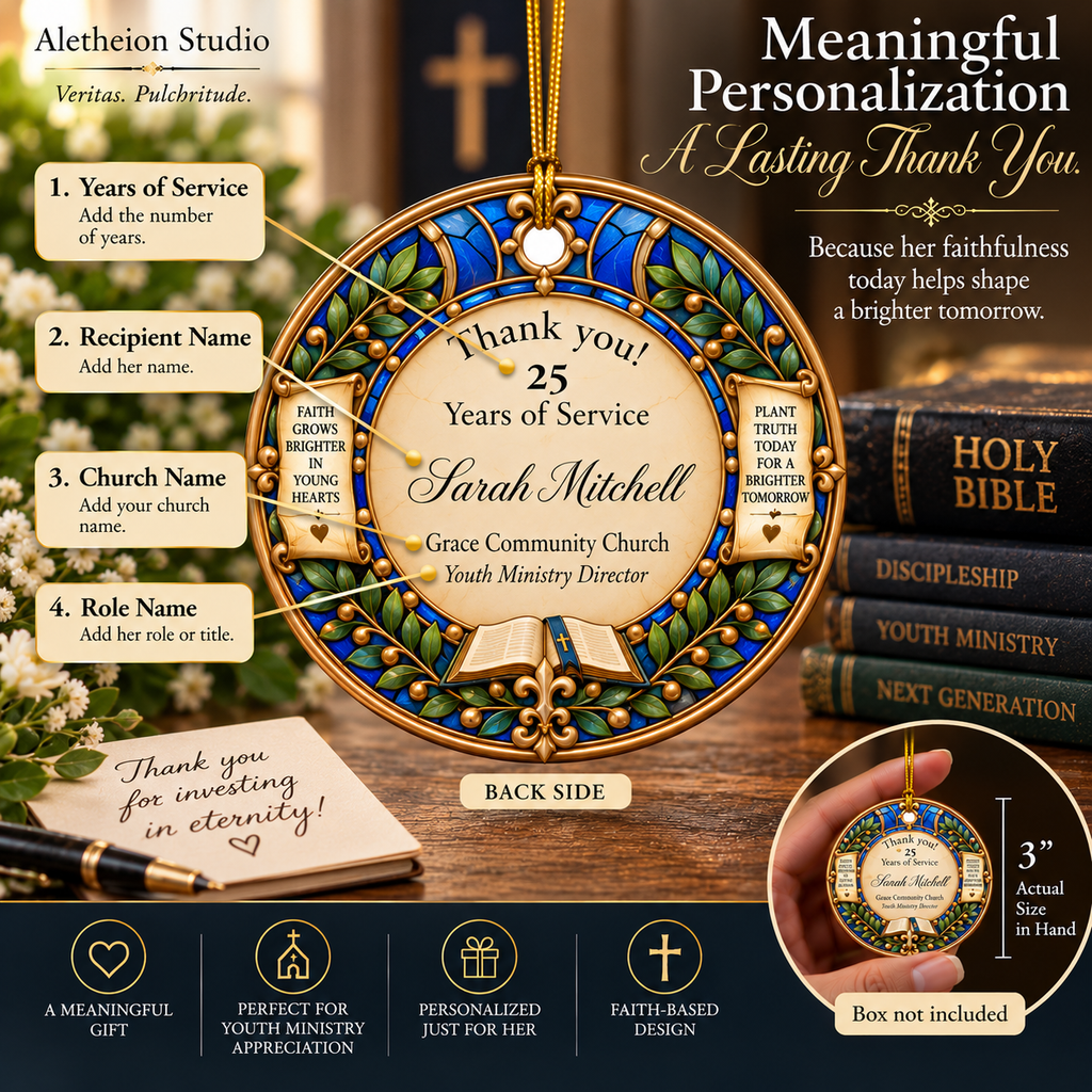 Personalized Youth Ministry Appreciation Ornament, Years of Service Gift for Youth Pastor or Church Leader, Proverbs 22:6