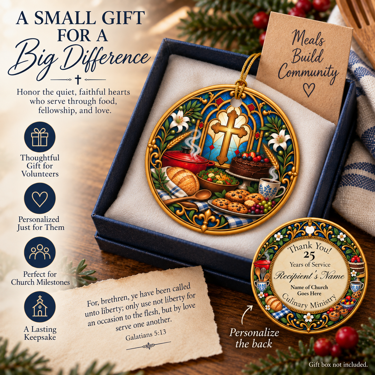 Personalized Culinary Ministry Appreciation Ornament | Years of Service Church Volunteer Gift