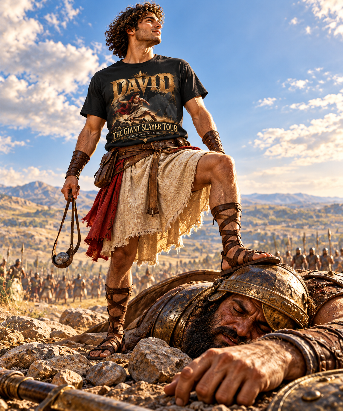 David Giant Slayer Tour T-Shirt | Biblical Concert Tee | David and Goliath Christian Shirt | Vintage Bible Graphic Tee | 1 Samuel 17:47