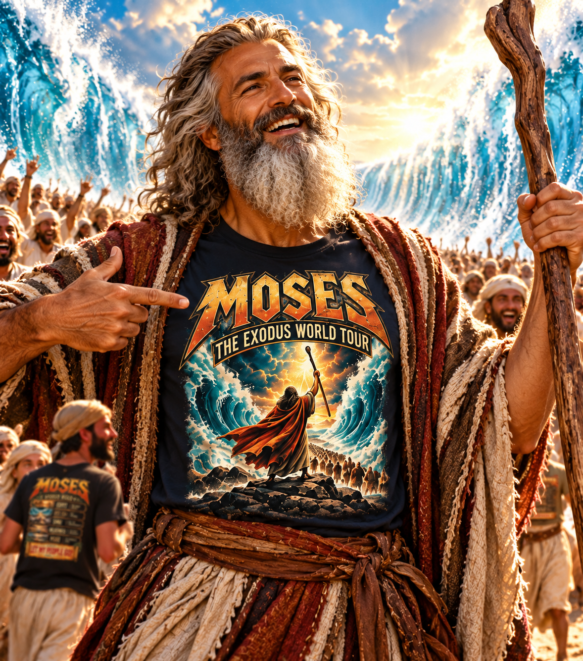 Moses Exodus World Tour T-Shirt | Funny Christian Concert Tee | Bible Inspired Graphic Shirt | Red Sea Parting Religious Gift