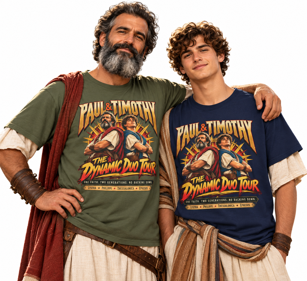 Paul and Timothy Dynamic Duo Tour T-Shirt | Christian Rock Concert Tee | Bible Inspired Graphic Shirt | Faith Gift for Men & Women