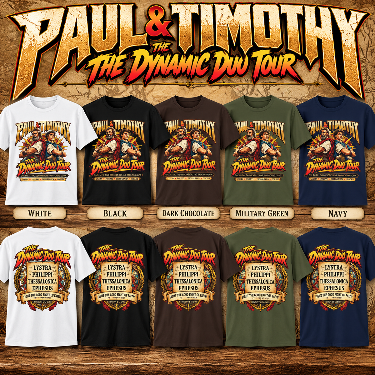 Paul and Timothy Dynamic Duo Tour T-Shirt | Christian Rock Concert Tee | Bible Inspired Graphic Shirt | Faith Gift for Men & Women