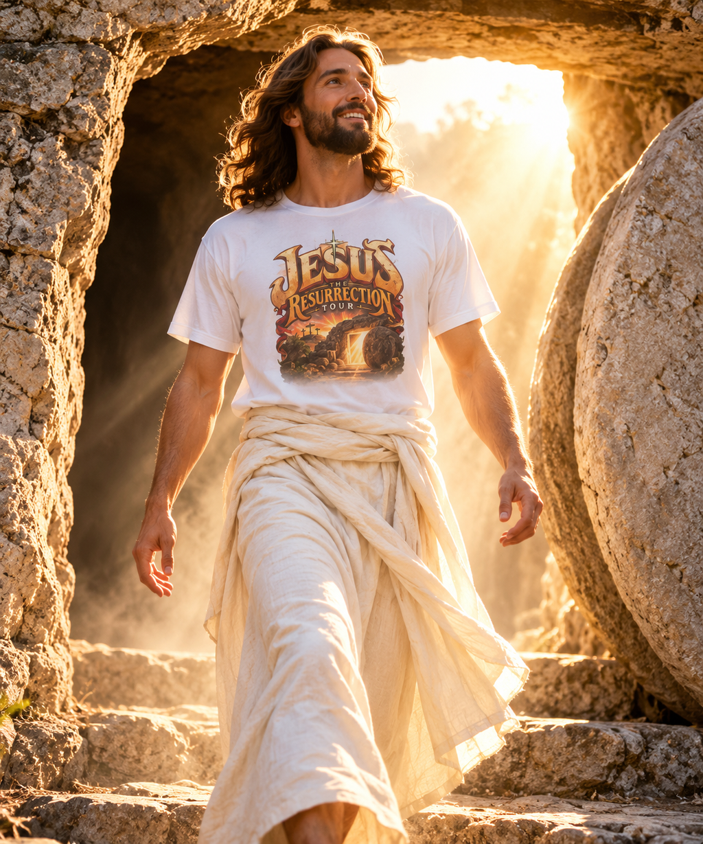 Jesus Resurrection Tour Shirt, Christian Concert Tee, Vintage Bible Graphic T-Shirt, Empty Tomb, He Is Risen, Two Sided Religious Gift