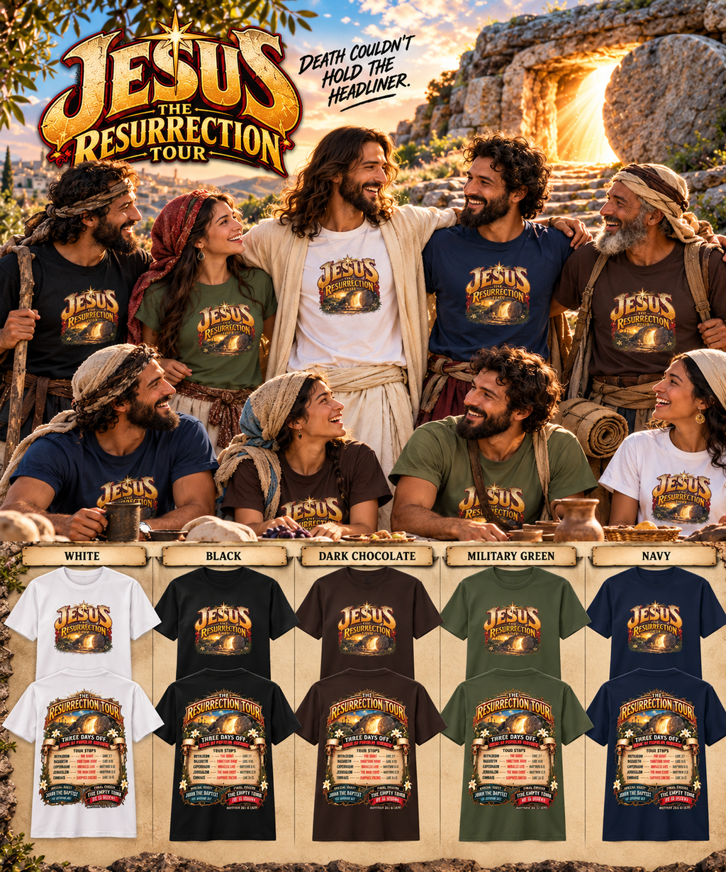 Jesus Resurrection Tour Shirt, Christian Concert Tee, Vintage Bible Graphic T-Shirt, Empty Tomb, He Is Risen, Two Sided Religious Gift