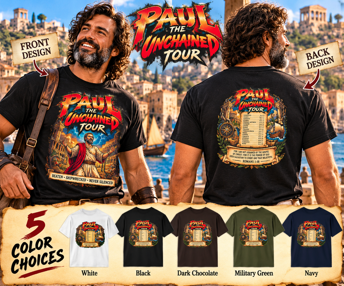 Paul the Apostle Unchained Tour T-Shirt, Vintage 80s Christian Rock Concert Tee, Biblical Tour Dates, 2-Sided Graphic Shirt, Christian Gift