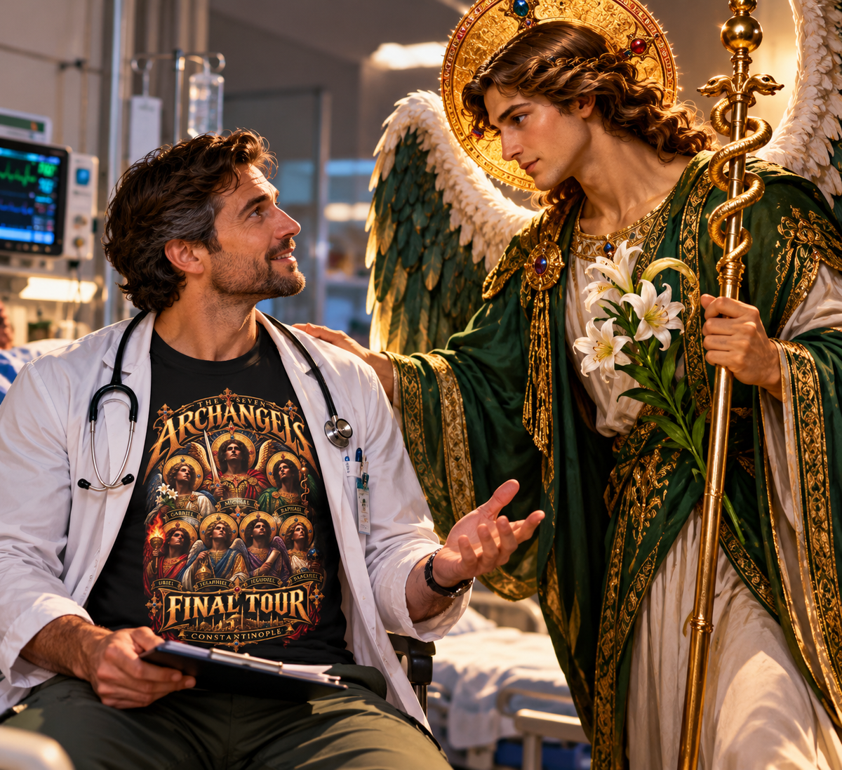 Seven Archangels Final Tour T-Shirt | Byzantine Eastern Orthodox Angel Art | Constantinople Concert Tee | Christian Gift