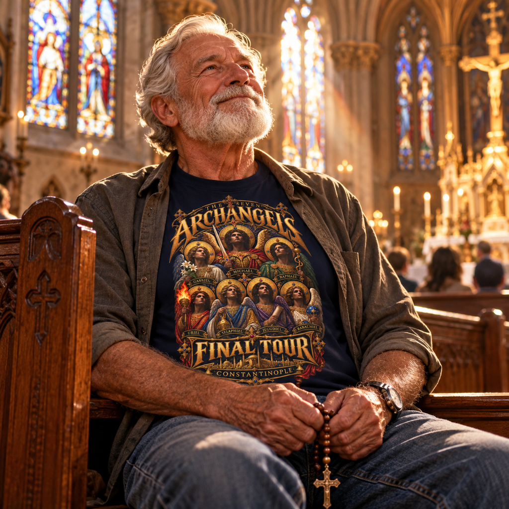 Seven Archangels Final Tour T-Shirt | Byzantine Eastern Orthodox Angel Art | Constantinople Concert Tee | Christian Gift