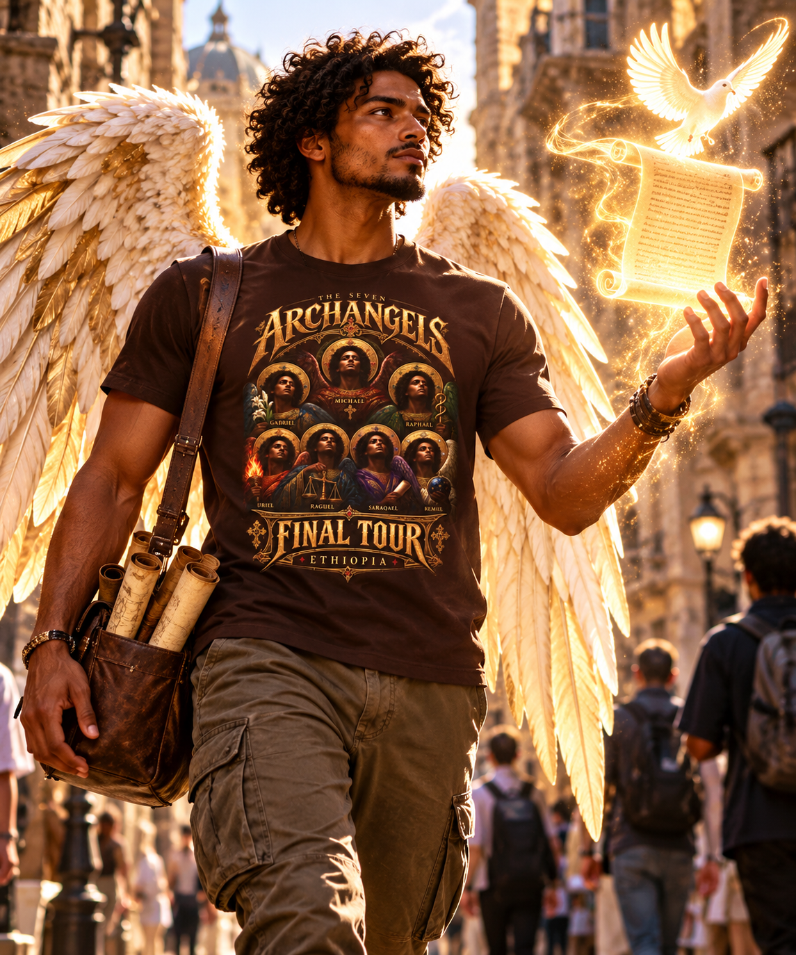 Seven Archangels of Enoch T-Shirt | Ethiopian Orthodox Angel Art | Final Tour Concert Tee | Christian Theology Gift