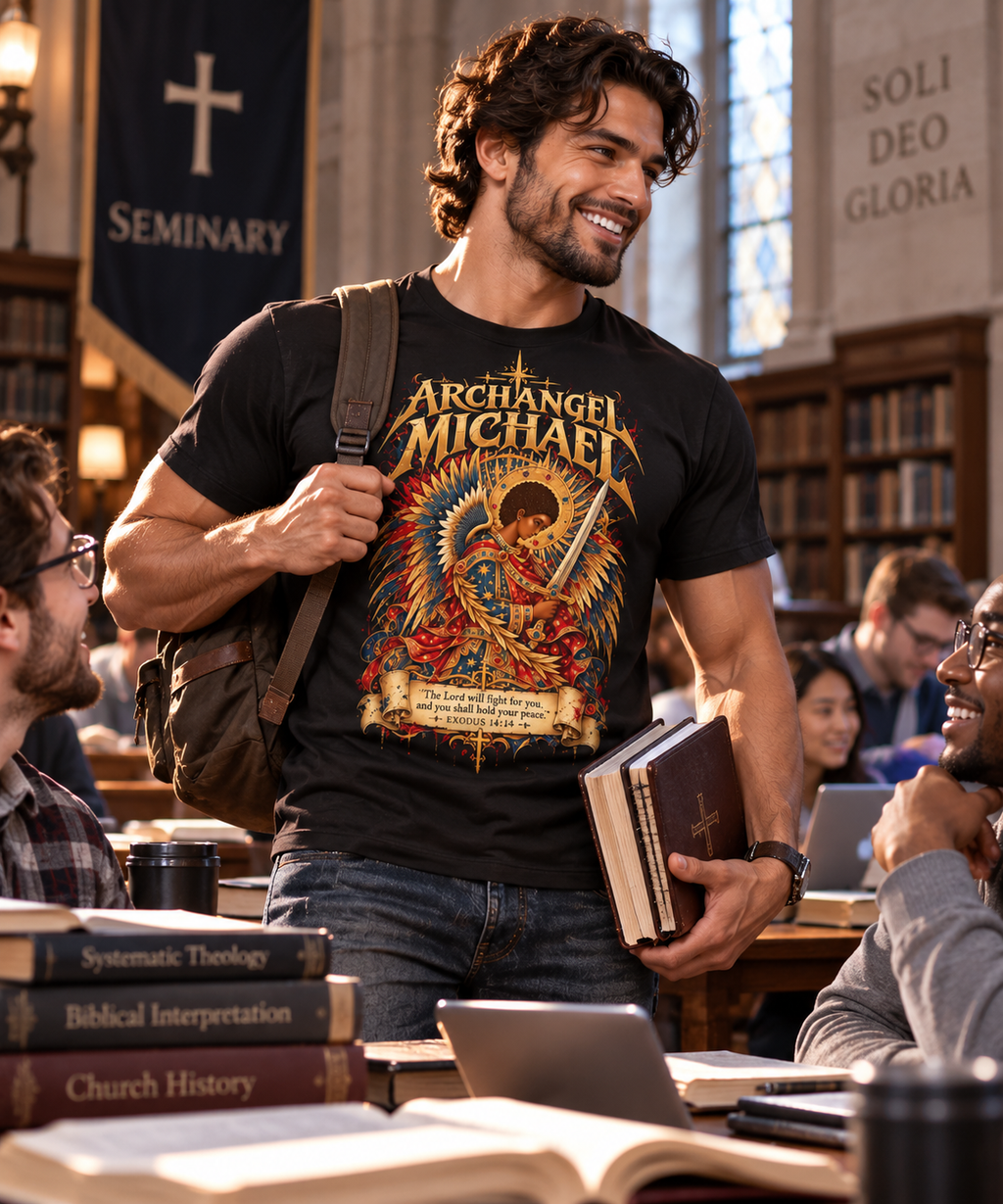 Archangel Michael T-Shirt | Ethiopian Byzantine Angel Art | Exodus 14:14 | Christian Warrior Tee | Bold Faith Gift