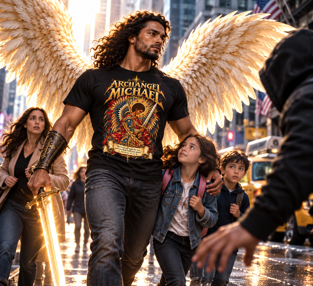 Archangel Michael T-Shirt | Ethiopian Byzantine Angel Art | Exodus 14:14 | Christian Warrior Tee | Bold Faith Gift