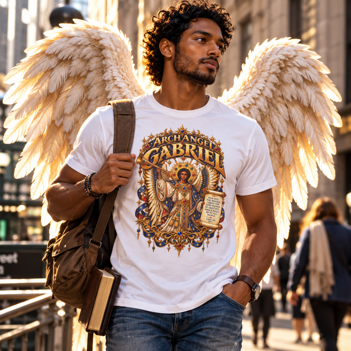 Archangel Gabriel T-Shirt | Ethiopian Byzantine Angel Art | Luke 2:10 | Christian Messenger of God Tee | Orthodox Christian Gift