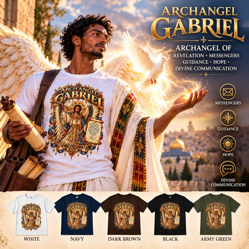 Archangel Gabriel T-Shirt | Ethiopian Byzantine Angel Art | Luke 2:10 | Christian Messenger of God Tee | Orthodox Christian Gift