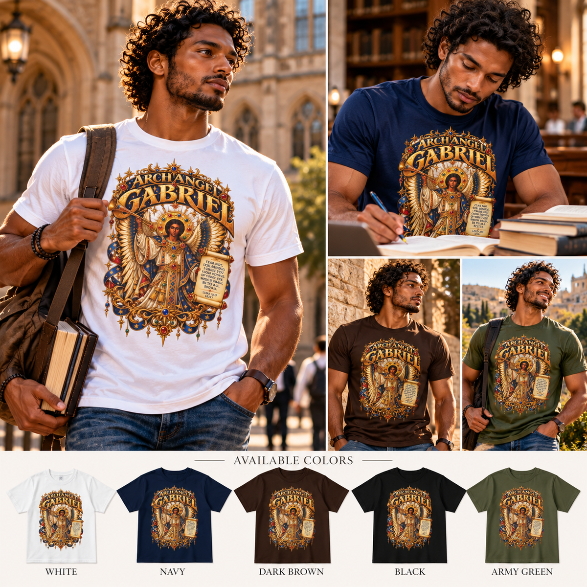Archangel Gabriel T-Shirt | Ethiopian Byzantine Angel Art | Luke 2:10 | Christian Messenger of God Tee | Orthodox Christian Gift