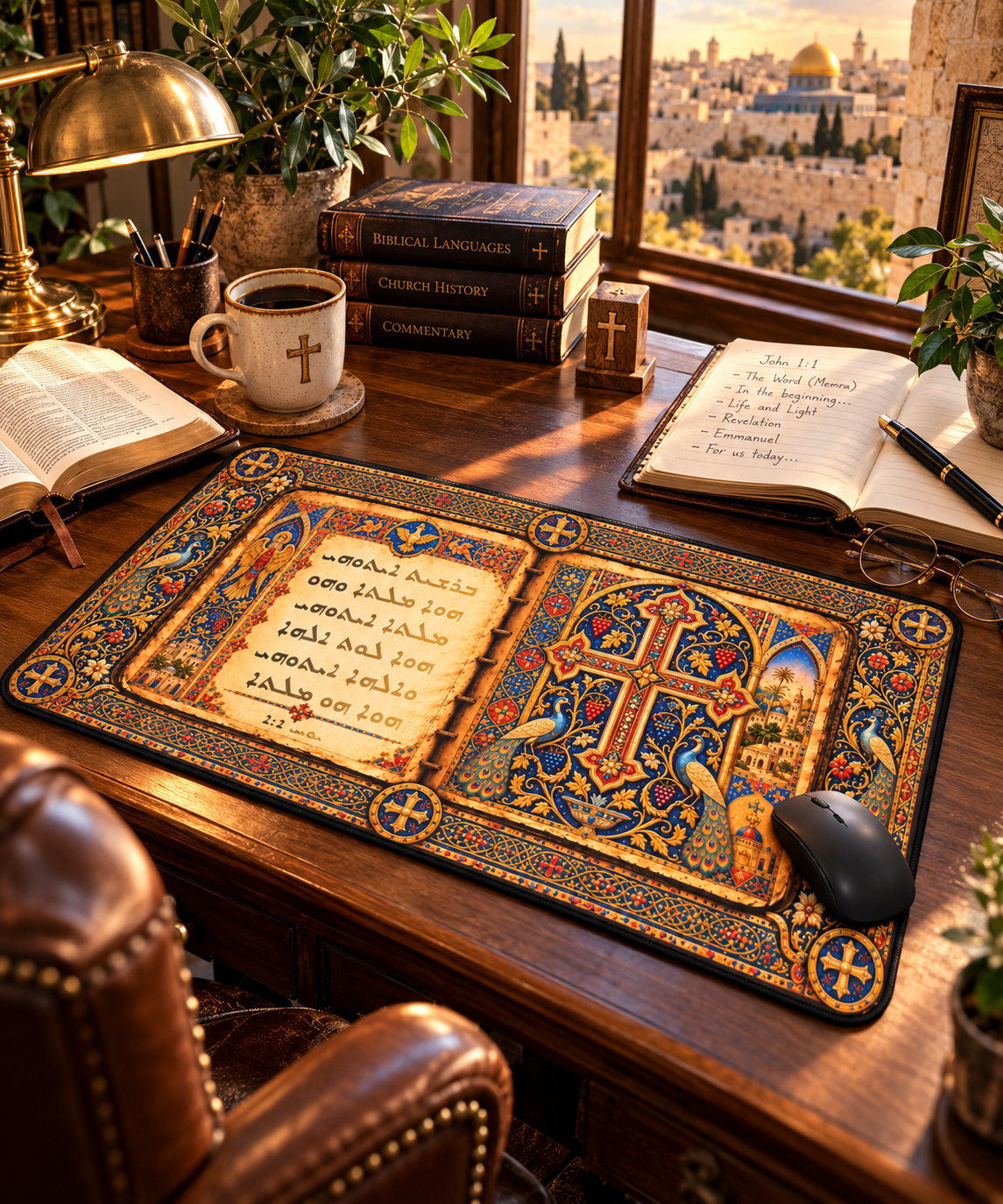 Syriac Peshitta John 1:1 Desk Mat