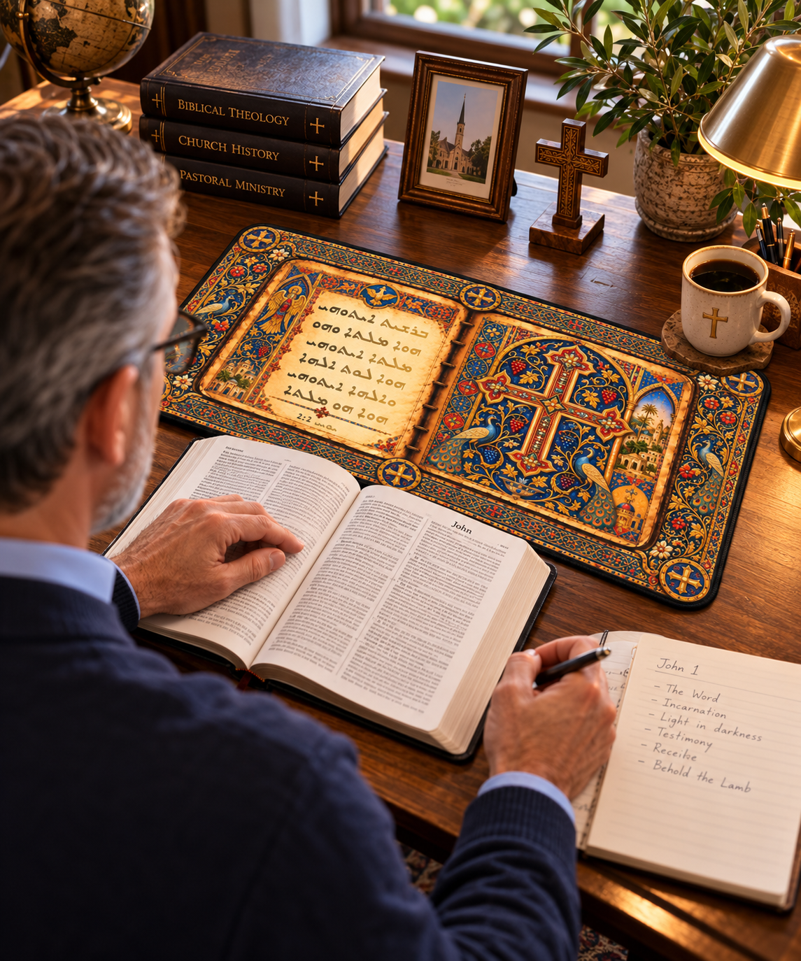 Syriac Peshitta John 1:1 Desk Mat