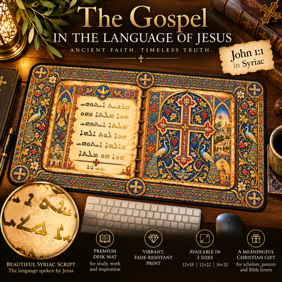 Syriac Peshitta John 1:1 Desk Mat