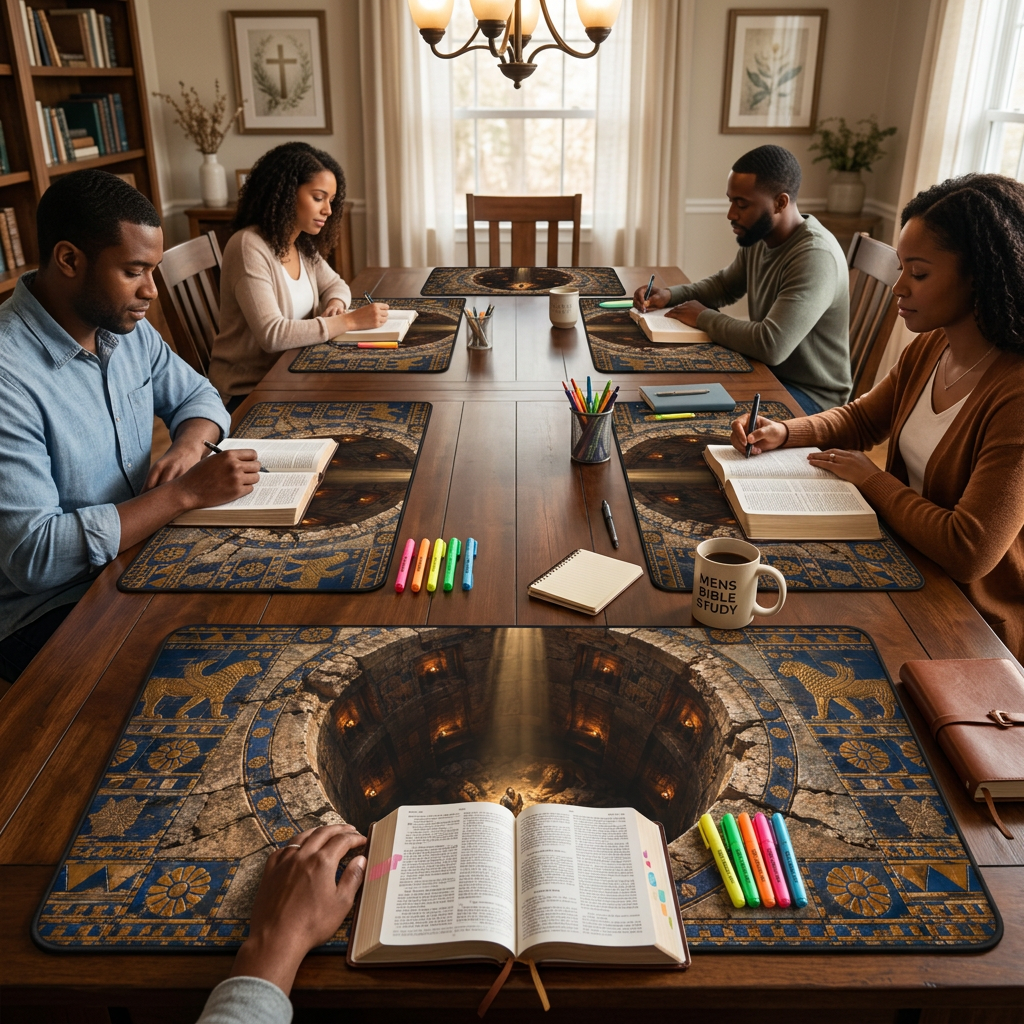 Daniel in the Lions Den Optical Illusion Desk Mat