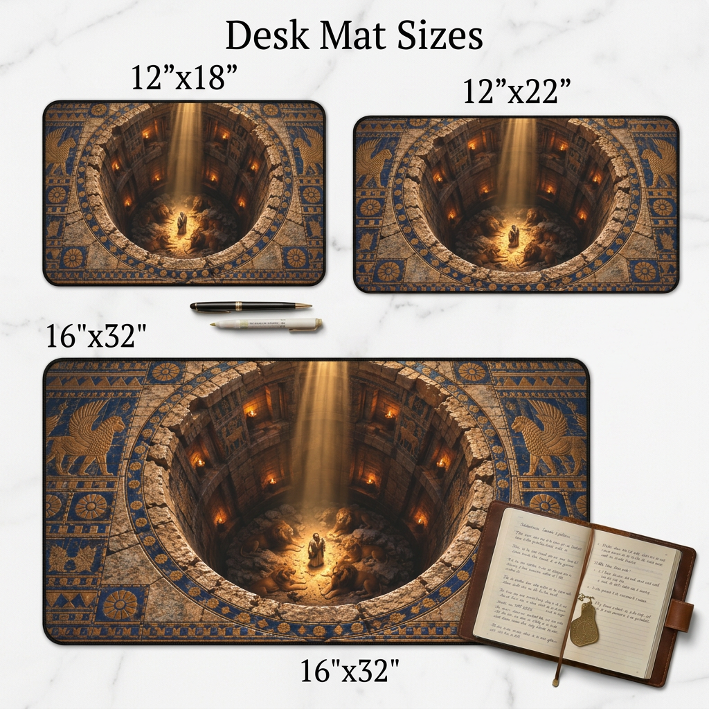 Daniel in the Lions Den Optical Illusion Desk Mat