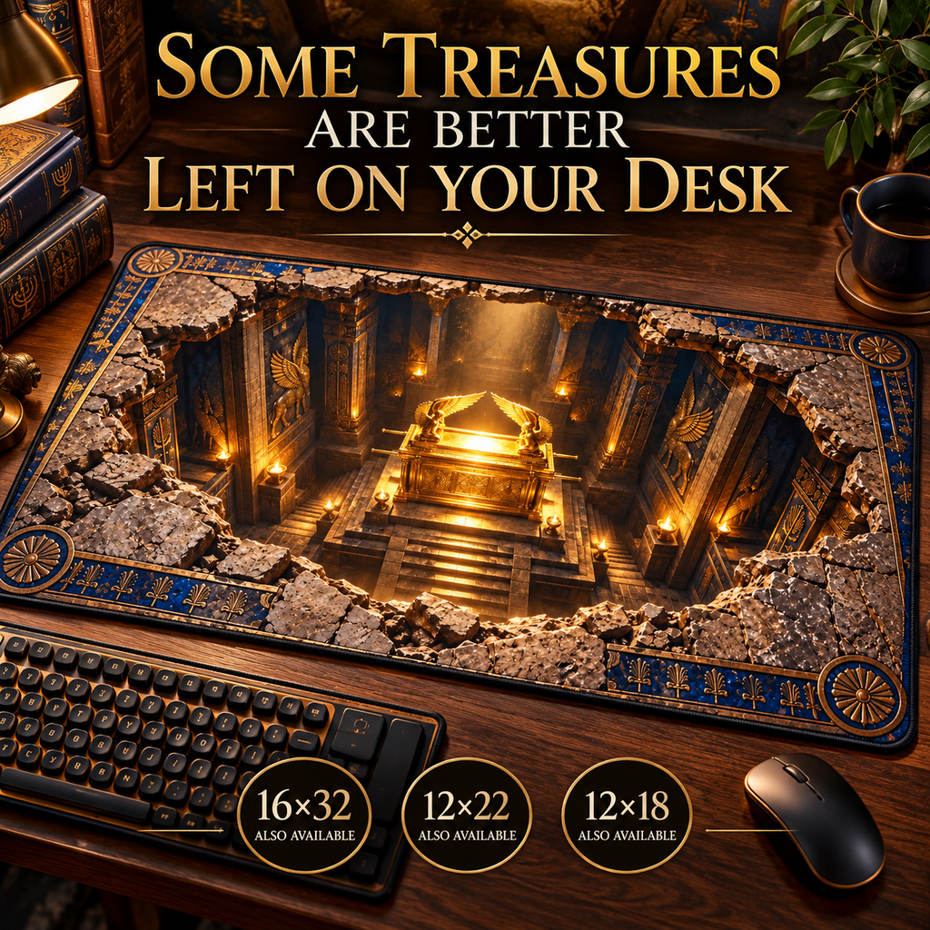 Ark of the Covenant Optical Illusion Desk Mat