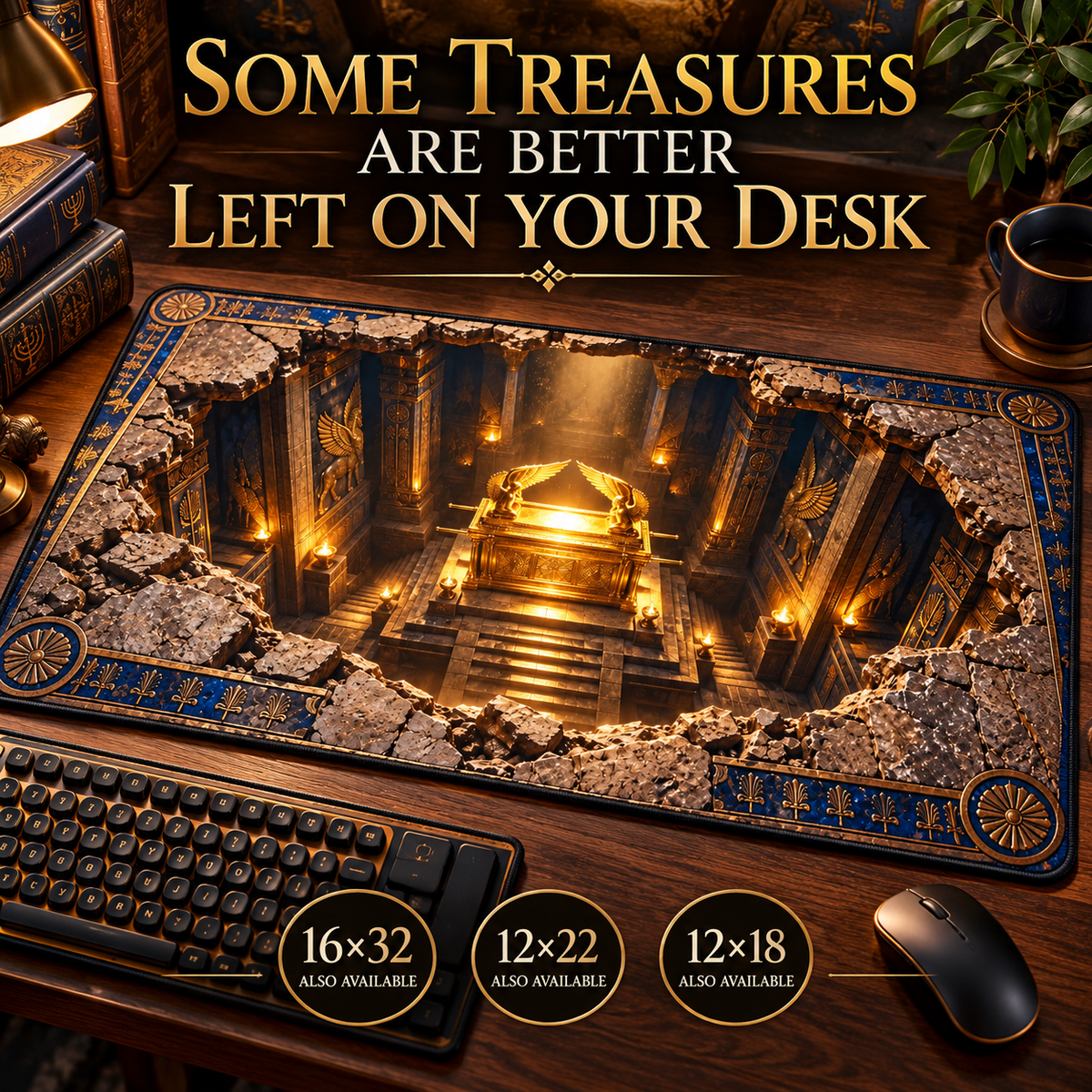 Ark of the Covenant Optical Illusion Desk Mat