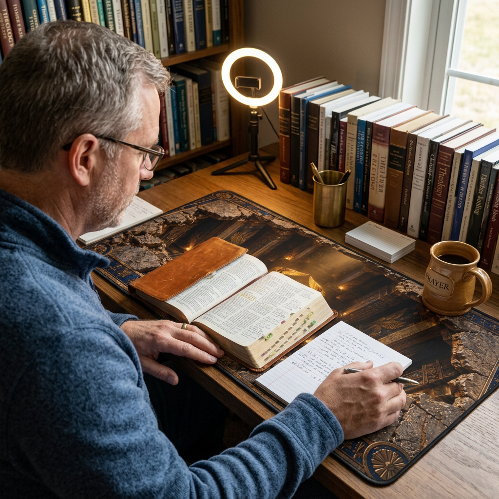 Ark of the Covenant Optical Illusion Desk Mat