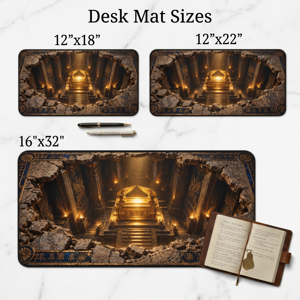 Ark of the Covenant Optical Illusion Desk Mat