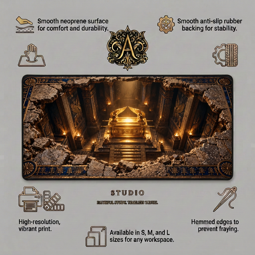 Ark of the Covenant Optical Illusion Desk Mat