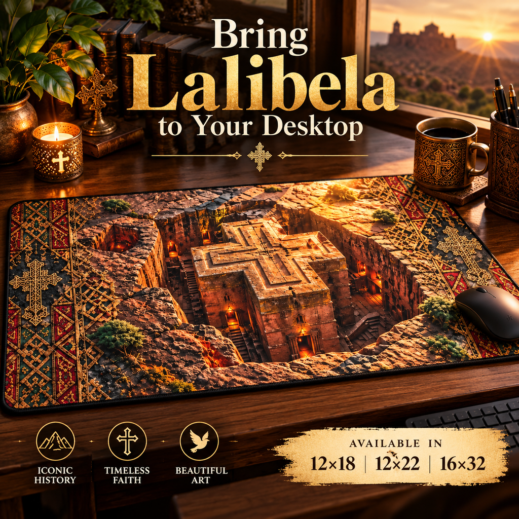 Rock Hewn Lalibela Ethiopian Christian Desk Mat