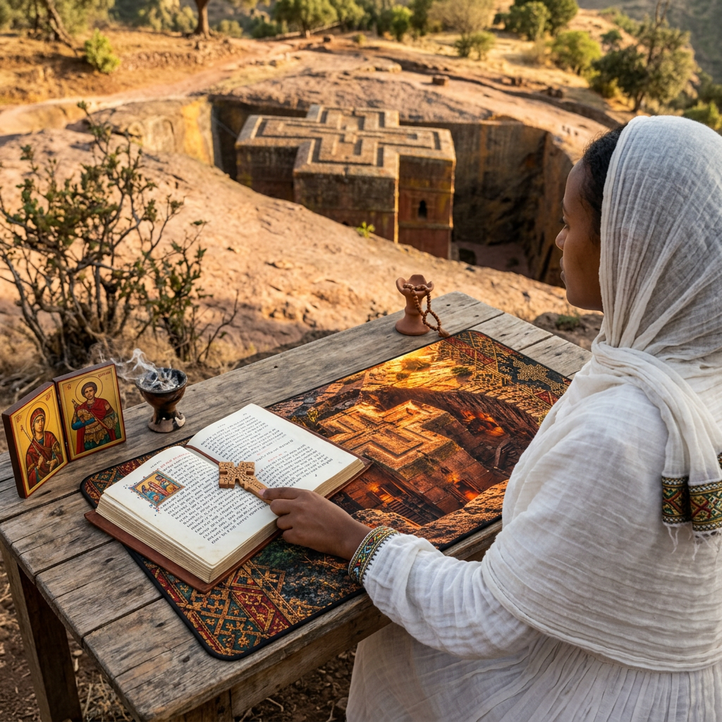 Rock Hewn Lalibela Ethiopian Christian Desk Mat