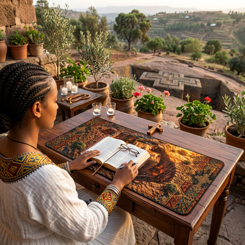 Rock Hewn Lalibela Ethiopian Christian Desk Mat