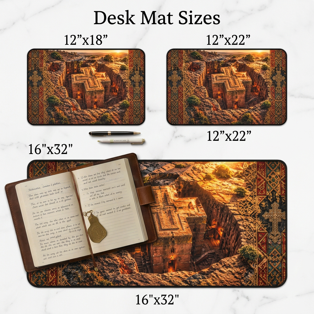 Rock Hewn Lalibela Ethiopian Christian Desk Mat