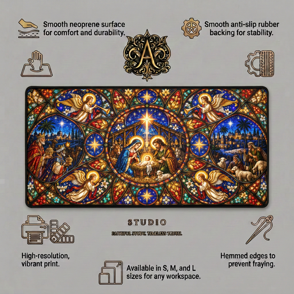 Cathedral Rose Stained Glass Nativity Desk Mat