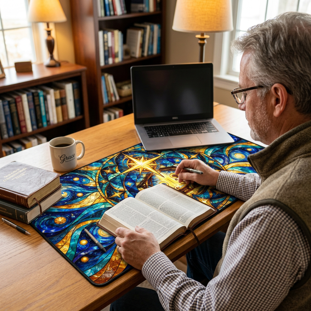 Star of Bethlehem Desk Mat Modern