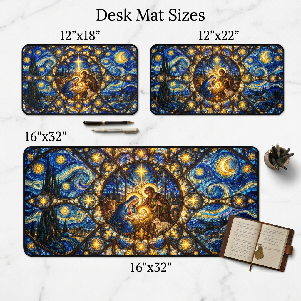 Stained Glass Nativity Desk Mat Traditional