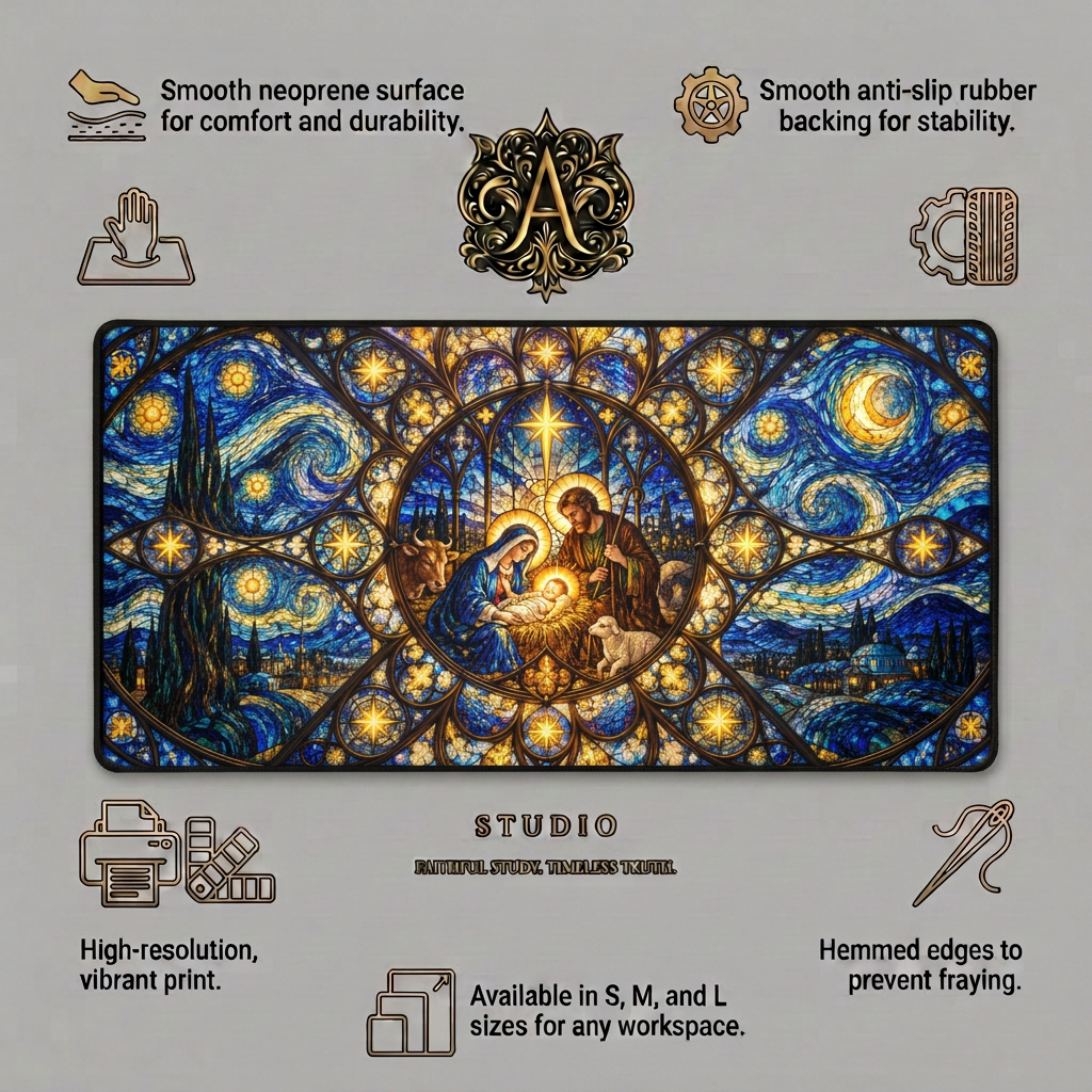 Stained Glass Nativity Desk Mat Traditional