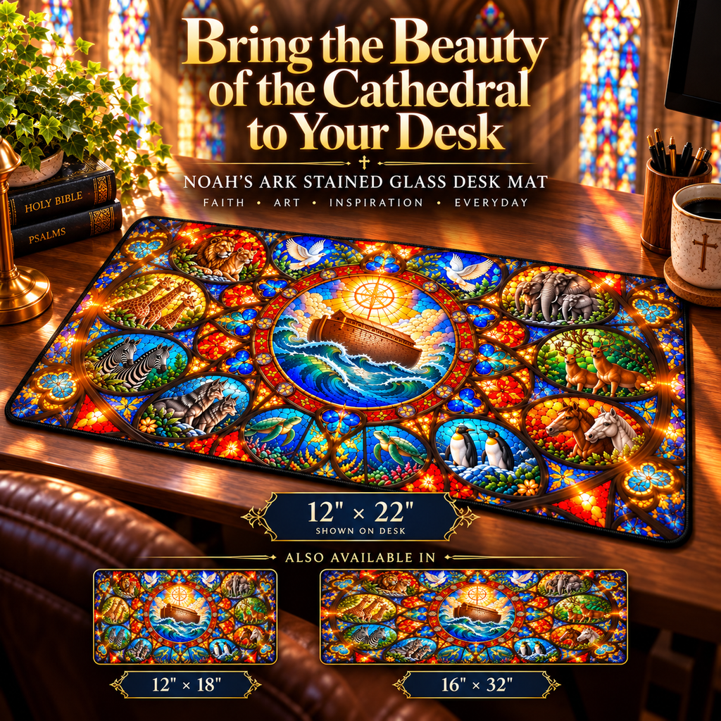 Noahs Ark Stained Glass Desk Mat